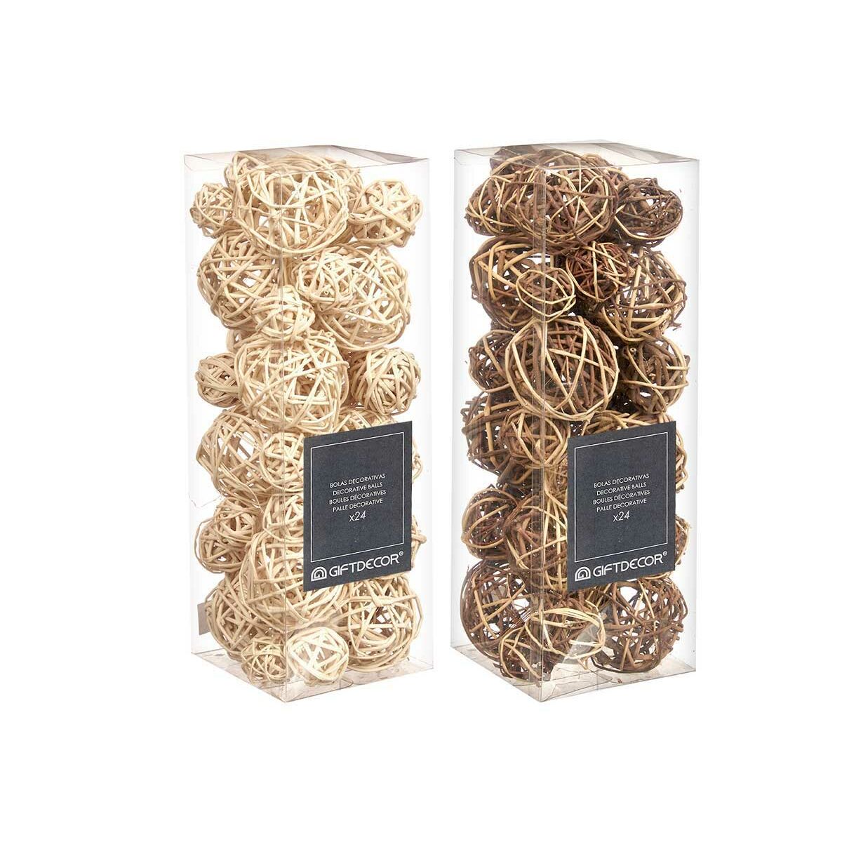 Koristepallot rottinki-tyyli valkoinen & ruskea, 24 kpl 10 x 30 x 10 cm