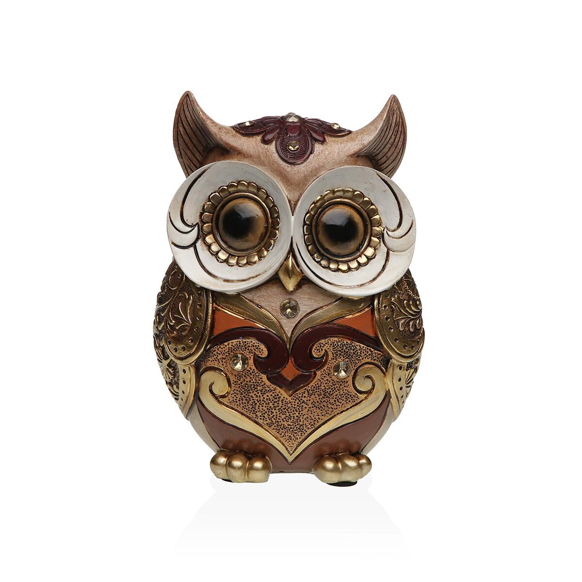 Koristepöllö resiinistä, kultainen 8 x 18 x 12,5 cm, sisustukseen pöydälle