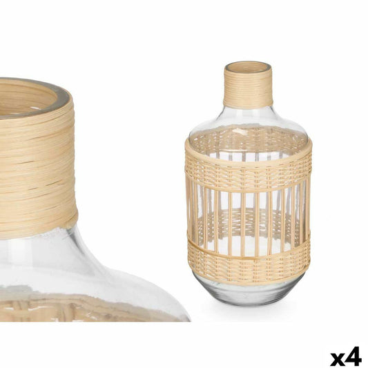 Koristepullo lasia 4 kpl, rattan-somiste, läpinäkyvä sisustus 18×34×18 cm