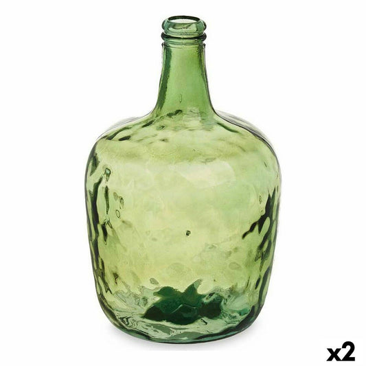 Koristepullo 8 l vihreä, sileä kierrätyslasi käsityö 22 x 37,5 x 22 cm, 2 kpl