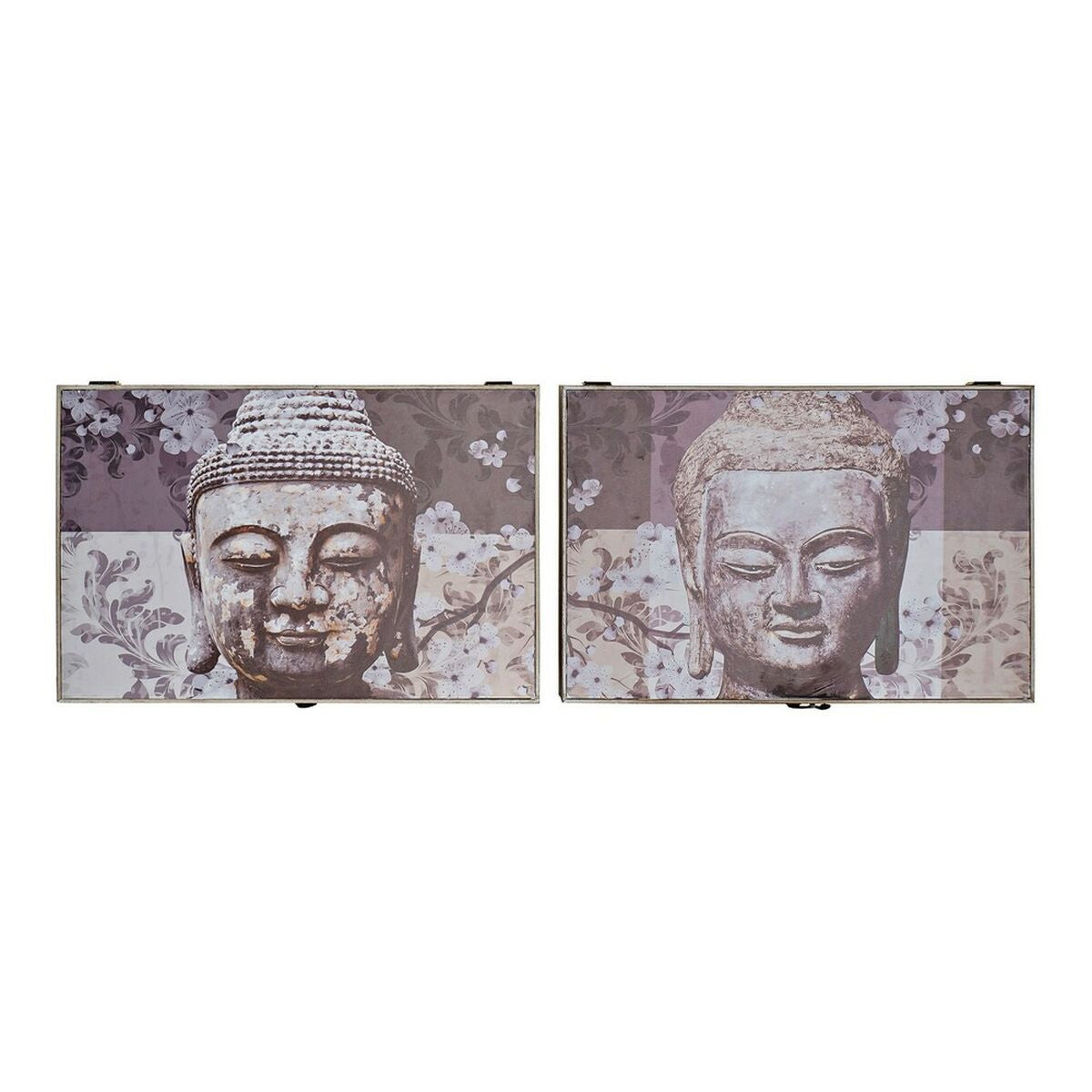 Koristerasia buddha 2 kpl, harmaa MDF puu 46,5 x 6 x 31 cm, sisustukseen