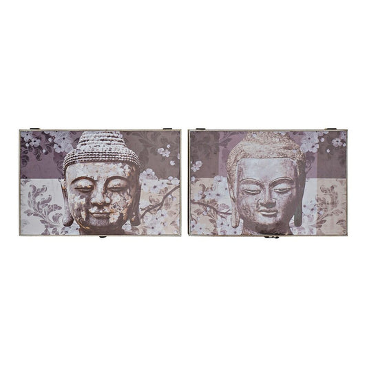 Koristerasia buddha 2 kpl, harmaa MDF puu 46,5 x 6 x 31 cm, sisustukseen