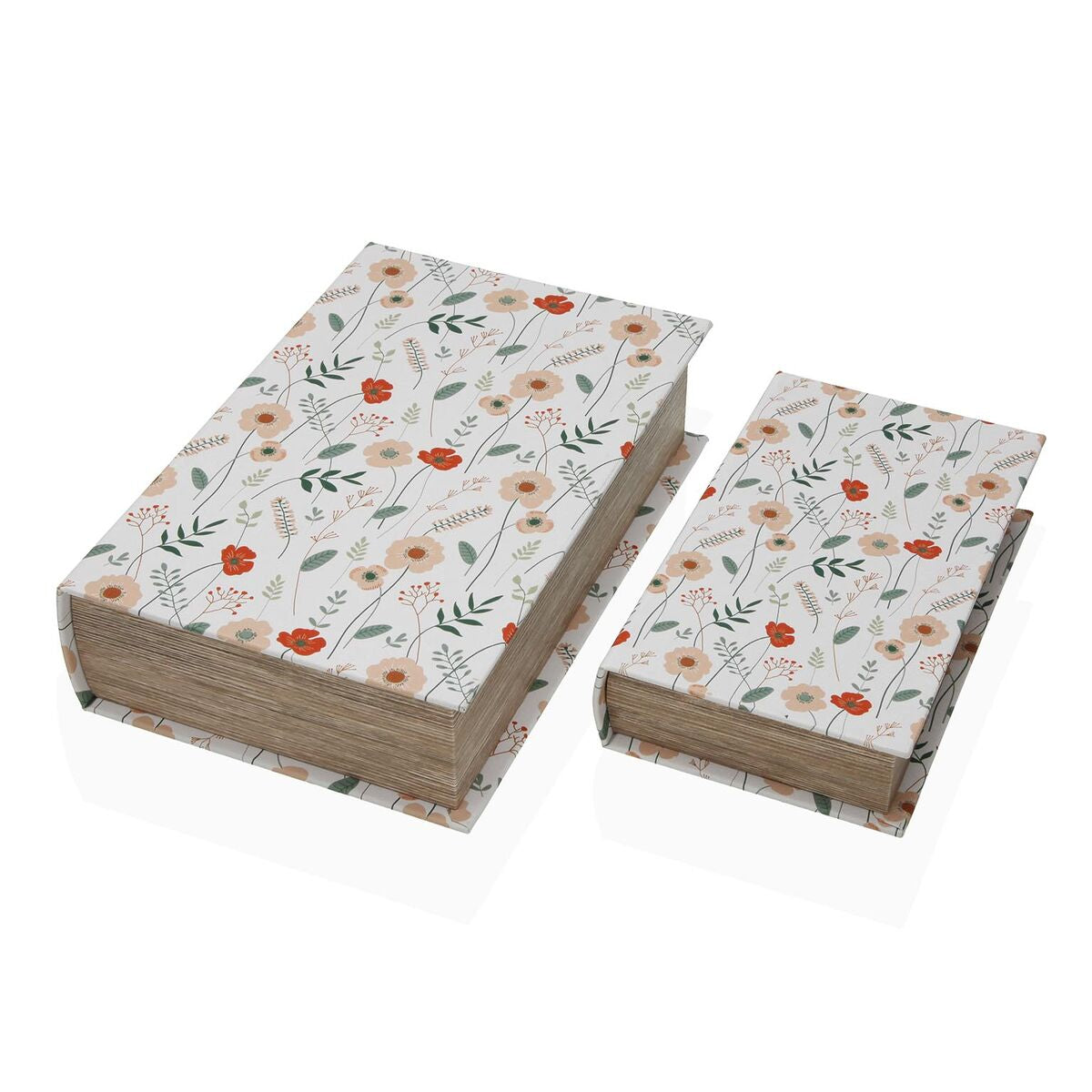 Koristerasia kirja kukkakuvio kangas & mdf 7 x 27 x 18 cm, 2 kpl, sisustus