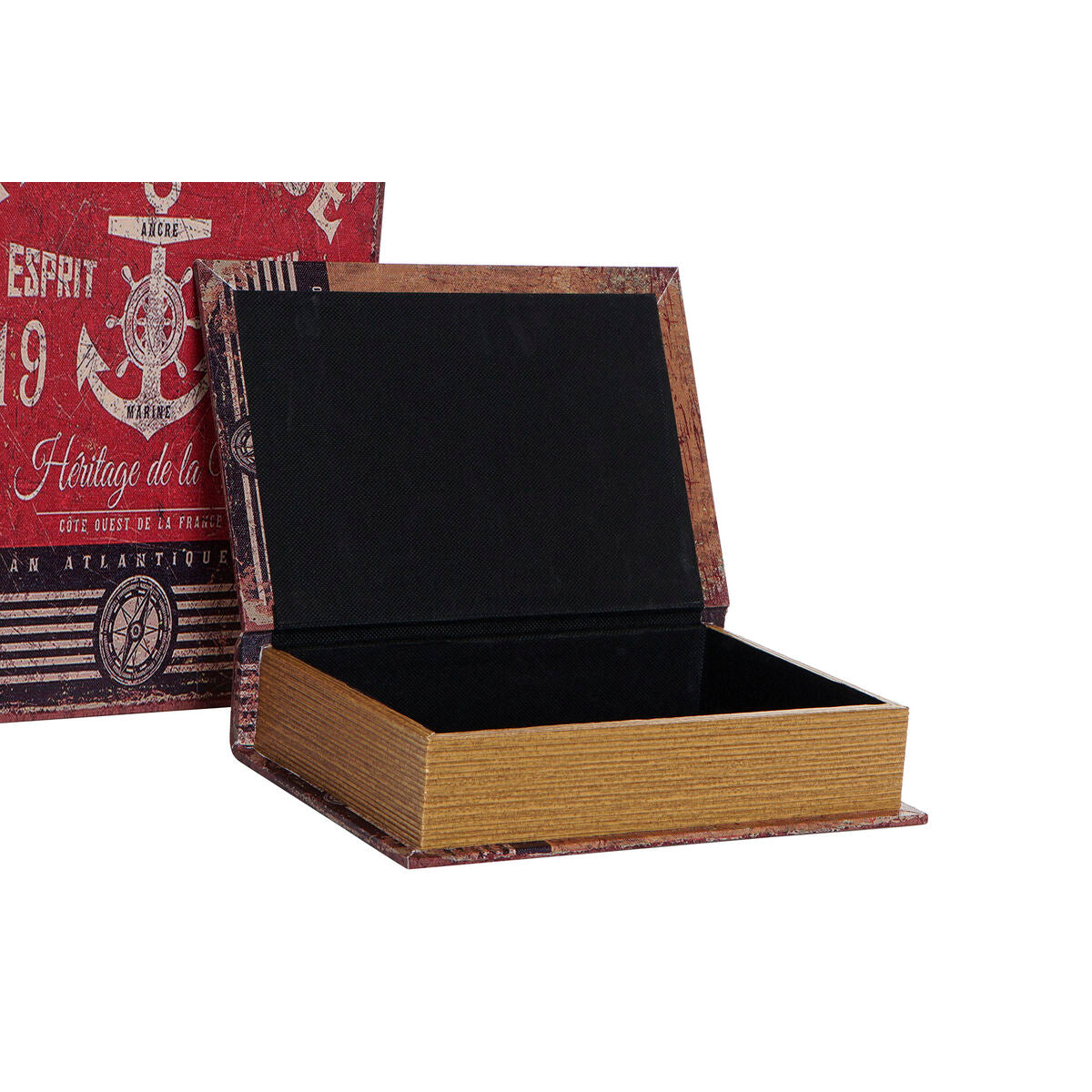 Koristerasiasetti ankkuri, meriaiheinen puu & kangas - vintage kodin sisustus