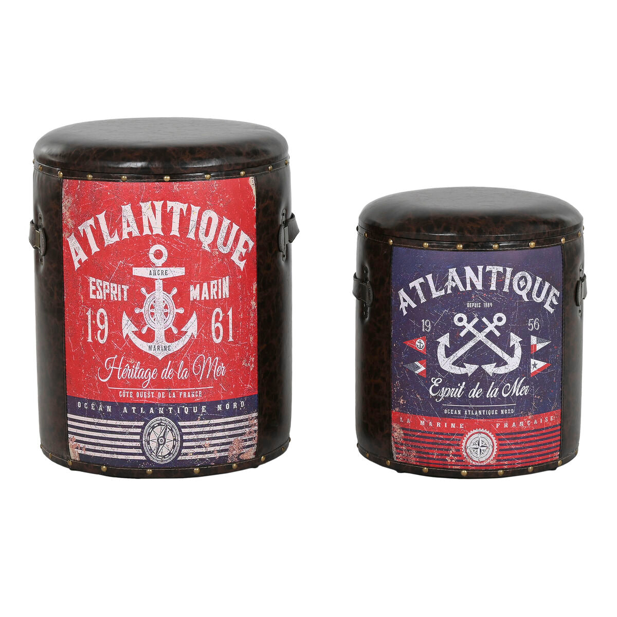 Koristerasiasetti vintage ruskea-multivärinen polyuretaani & metalli 2-osainen