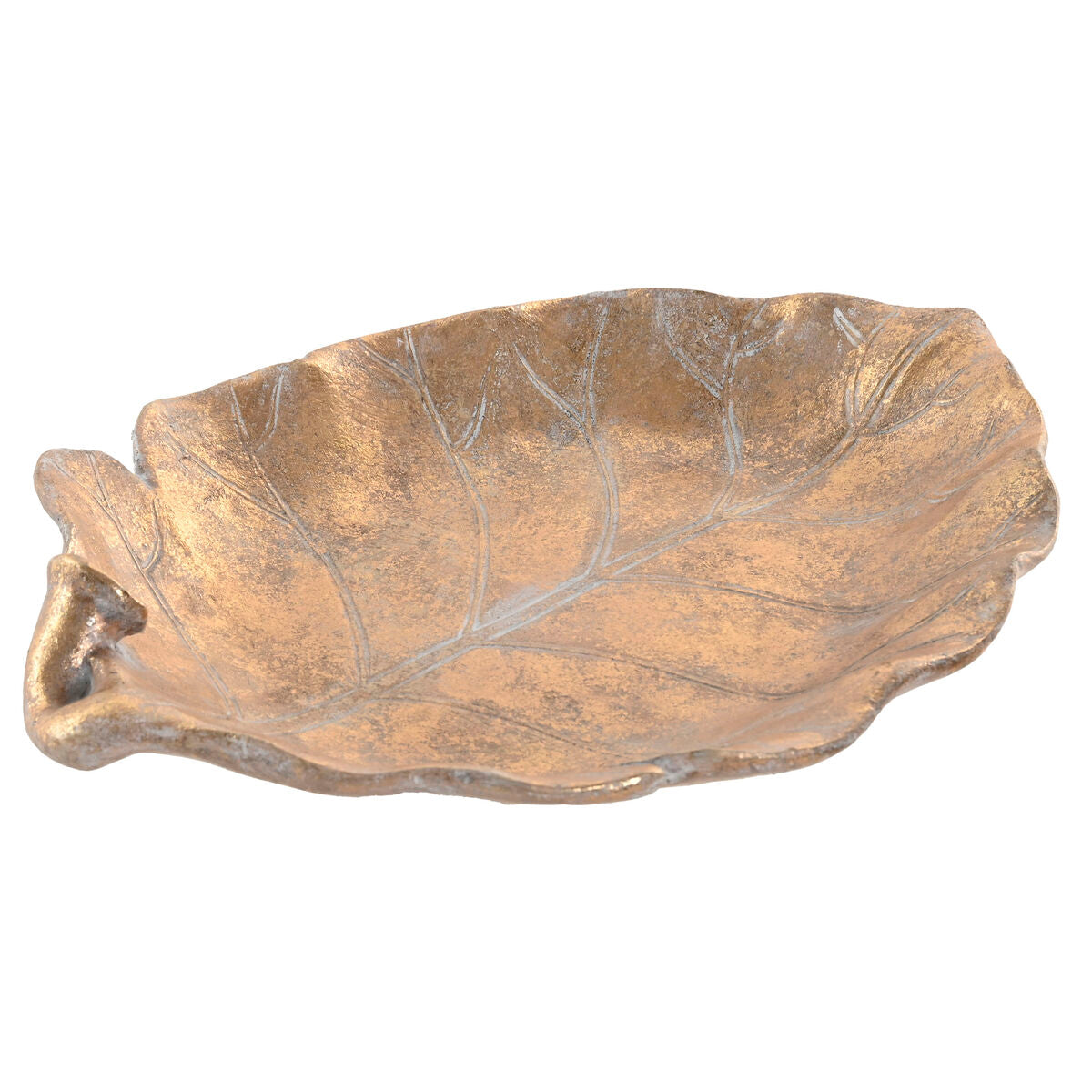 Koristevati kullanvärinen hartsi 33×26×6 cm, lehtimuoto elegantti pöytäkoriste