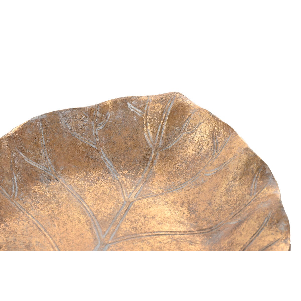 Koristevati kullanvärinen hartsi 33×26×6 cm, lehtimuoto elegantti pöytäkoriste