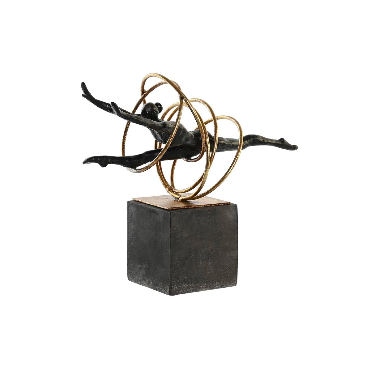 Koristeveistos voimistelija, musta & kultainen, metalli-hartsi 36 x 14 x 29,5 cm