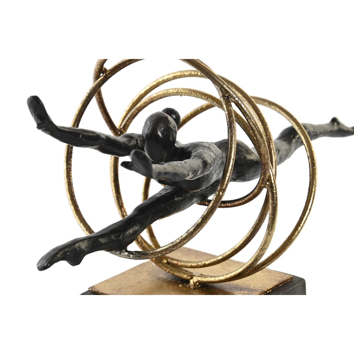 Koristeveistos voimistelija, musta & kultainen, metalli-hartsi 36 x 14 x 29,5 cm
