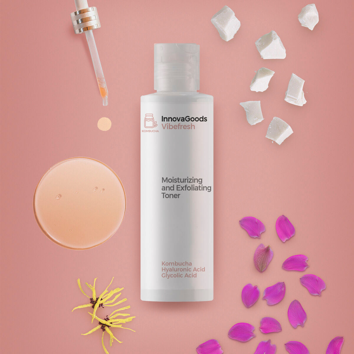Kosteuttava kuoriva kasvovesi kombucha 150 ml, hyaluronihappo, kaikille ihoille