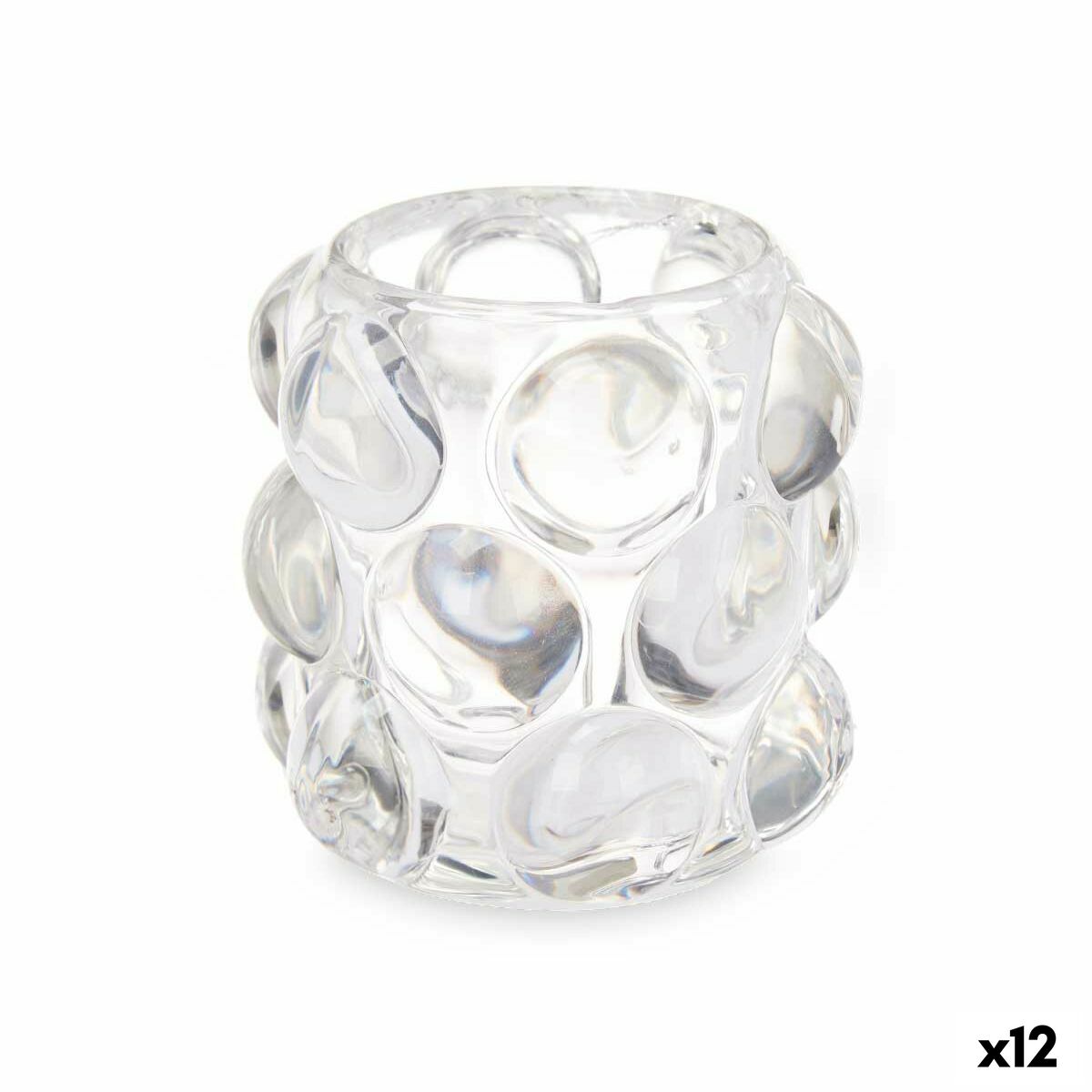 Kynttilänjalka läpinäkyvä kristalli mikrohelmet 8,4 x 9 x 8,4 cm, 12 kpl