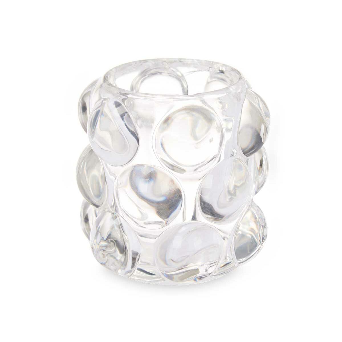 Kynttilänjalka läpinäkyvä kristalli mikrohelmet 8,4 x 9 x 8,4 cm, 12 kpl