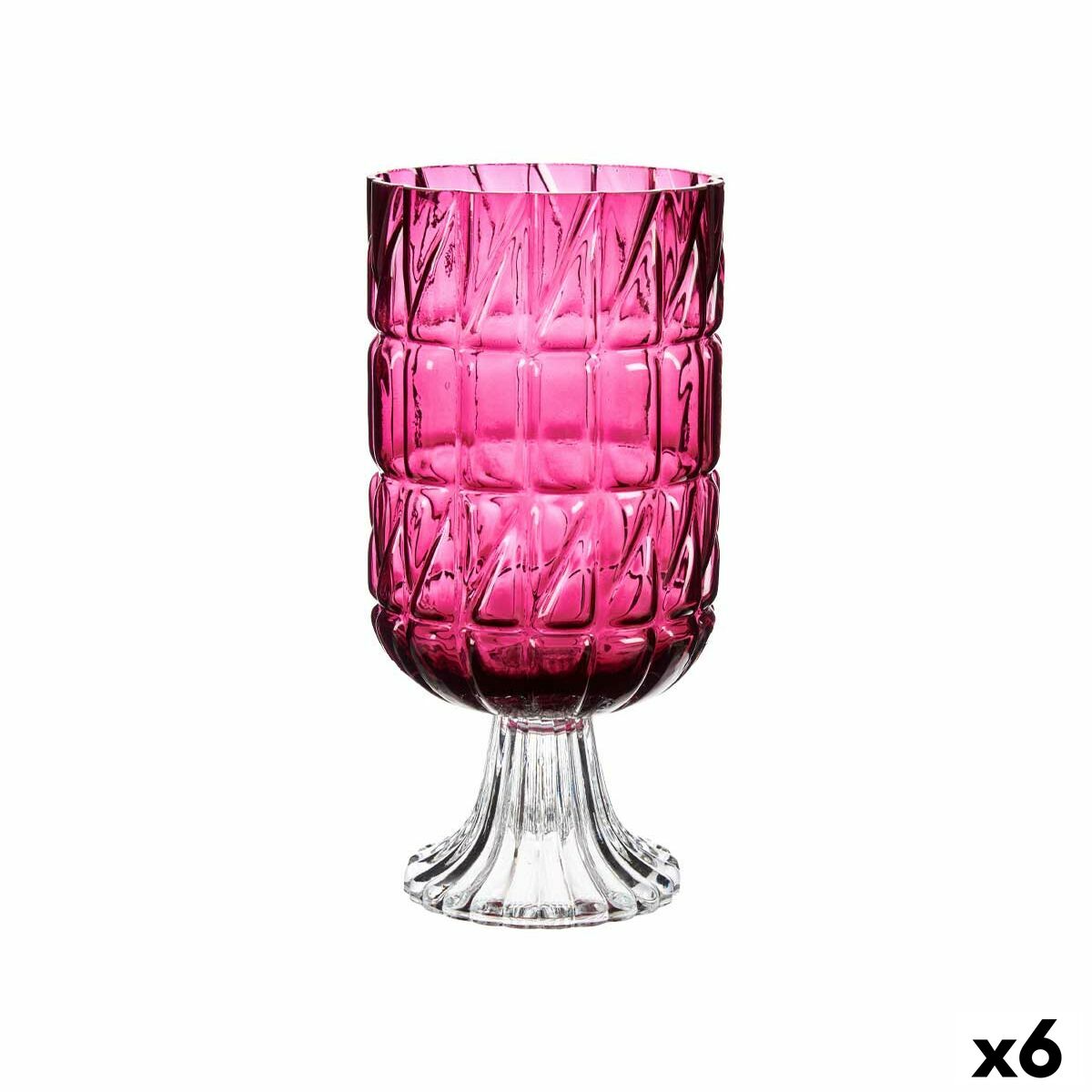 Kristallimaljakko tumma pinkki, kaiverrus 13 x 26,5 x 13 cm, 6 kpl