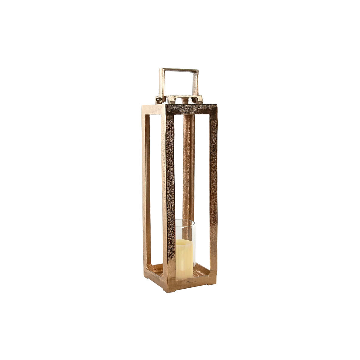 Lyhty kullattu alumiinikehys 15 x 15 x 59 cm, moderni kristallilasikuppi