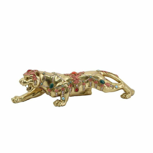 Kullattu pantteri koristehahmo 39 x 11 x 10 cm siirtomaatyylinen sisustukseen
