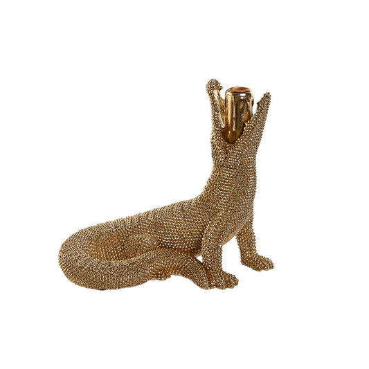 Kultainen krokotiili koristehahmo resiini 26,5 x 18 x 23,5 cm sisustukseen