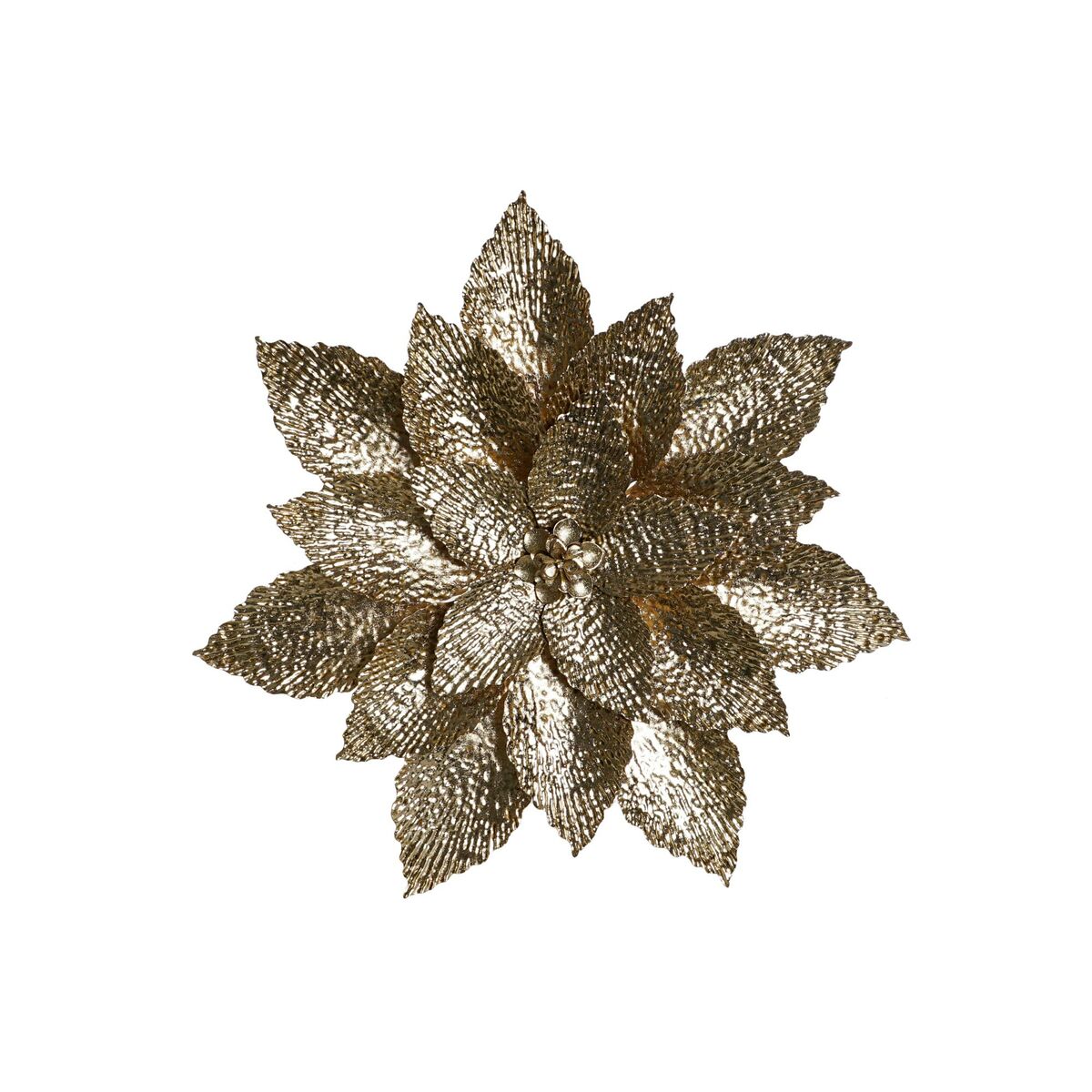 Seinäkoriste kukka kullattu 56 x 4,5 x 56 cm, moderni metallitaide sisustukseen