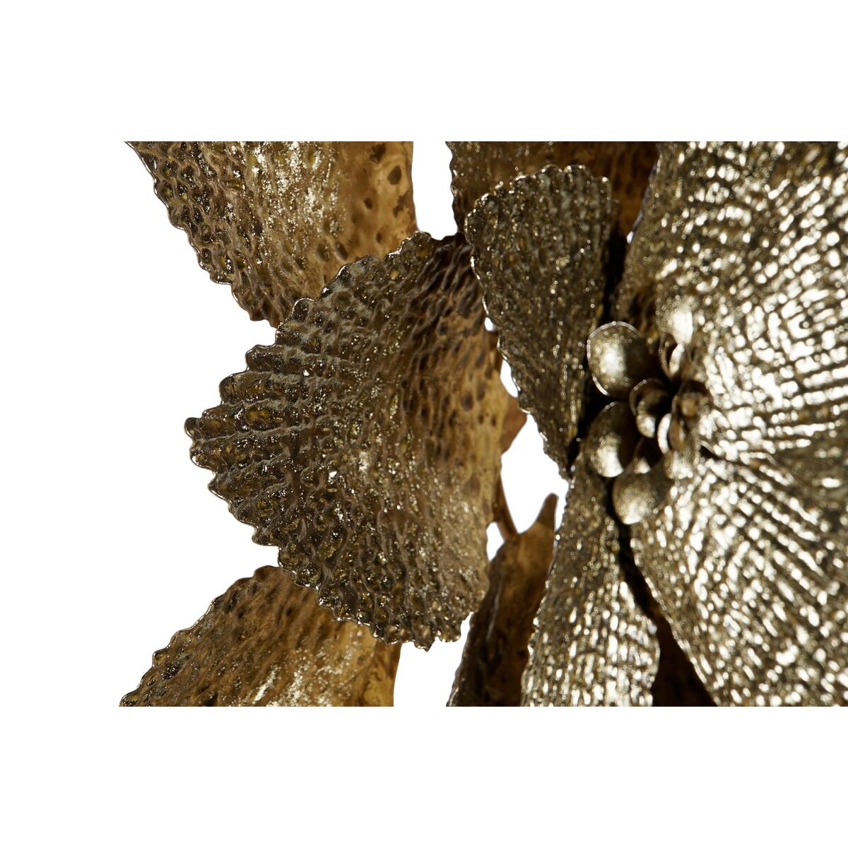 Seinäkoriste kukka kullattu 56 x 4,5 x 56 cm, moderni metallitaide sisustukseen