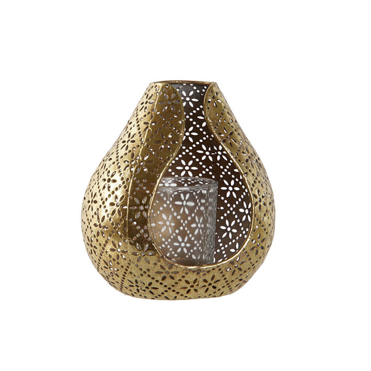 Kynttilänjalka kultattu metalli & kristalli, rei'itetty pöytään, 12,5×11,5×13,5 cm