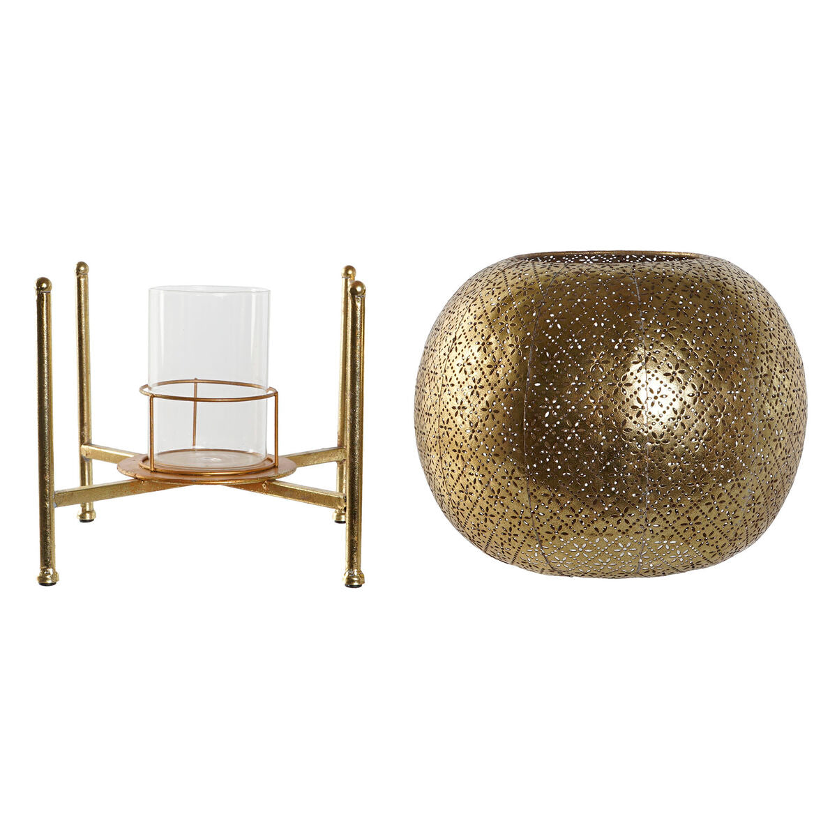 Kynttilänjalka kultainen metallikristalli 29 x 29 x 26,5 cm sisustukseen pöydälle