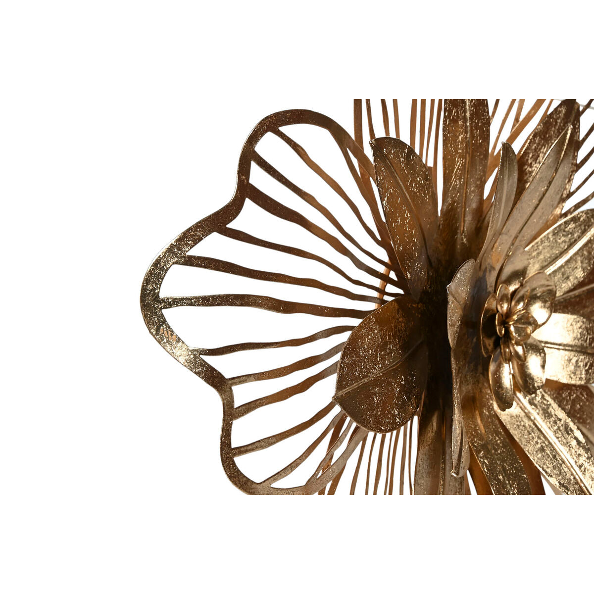 Seinäkoriste kukka kultainen metallinen, moderni 2 kpl 51 x 6 x 51 cm seinälle