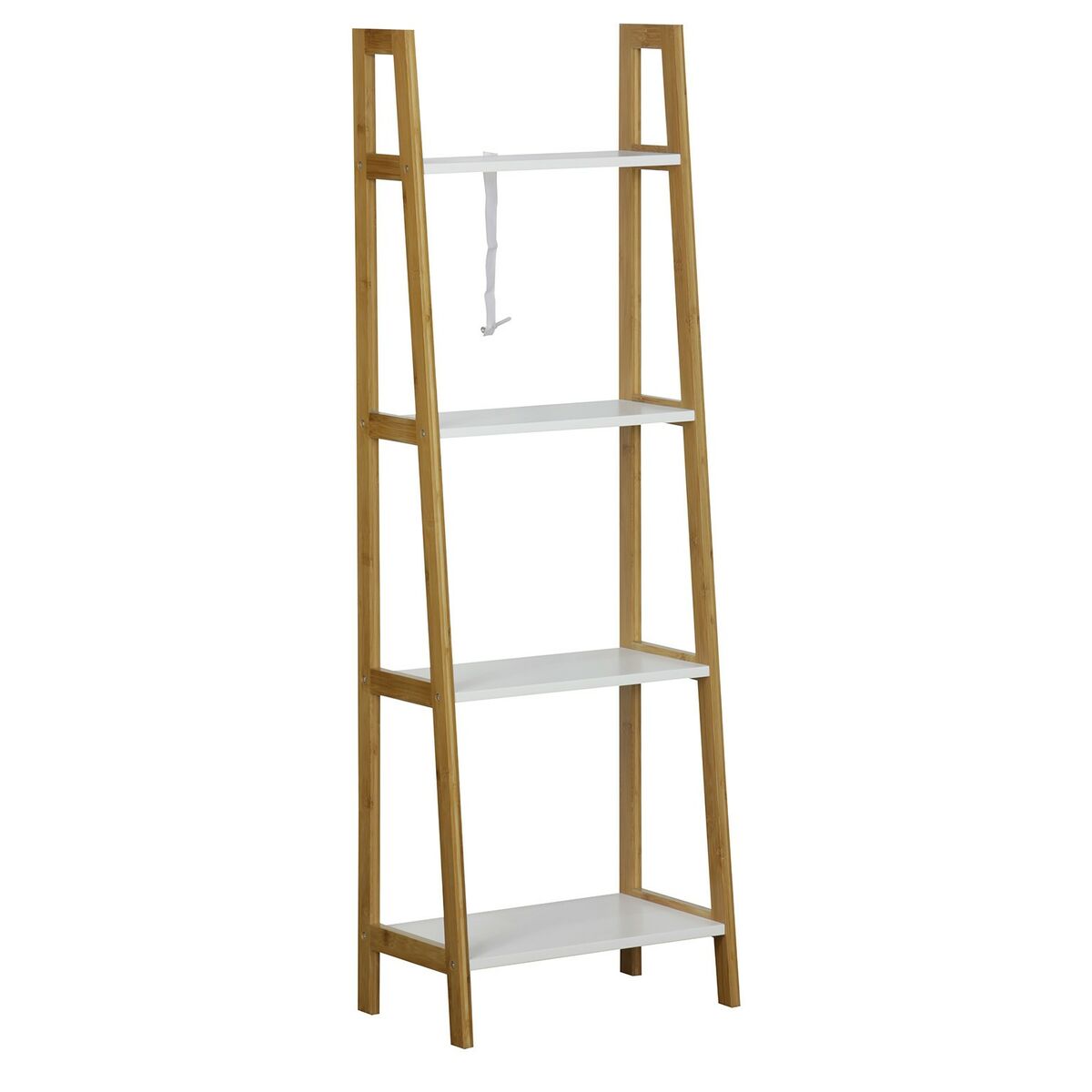 Kylpyhuonehylly 40 x 120 x 24,5 cm, bamburunko - valkoiset tasot, minimalistinen