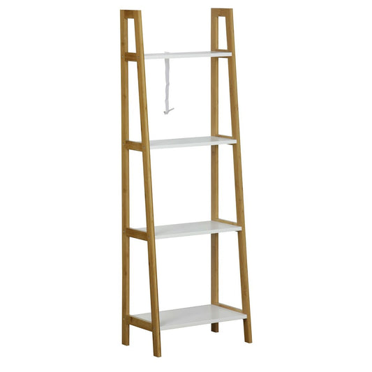 Kylpyhuonehylly 40 x 120 x 24,5 cm, bamburunko - valkoiset tasot, minimalistinen