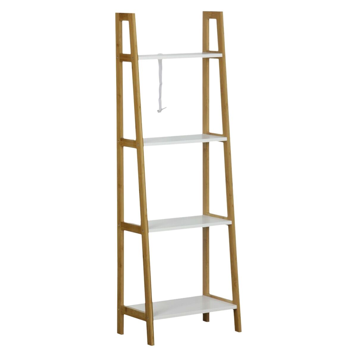 Kylpyhuonehylly 40 x 120 x 24,5 cm, bamburunko - valkoiset tasot, minimalistinen