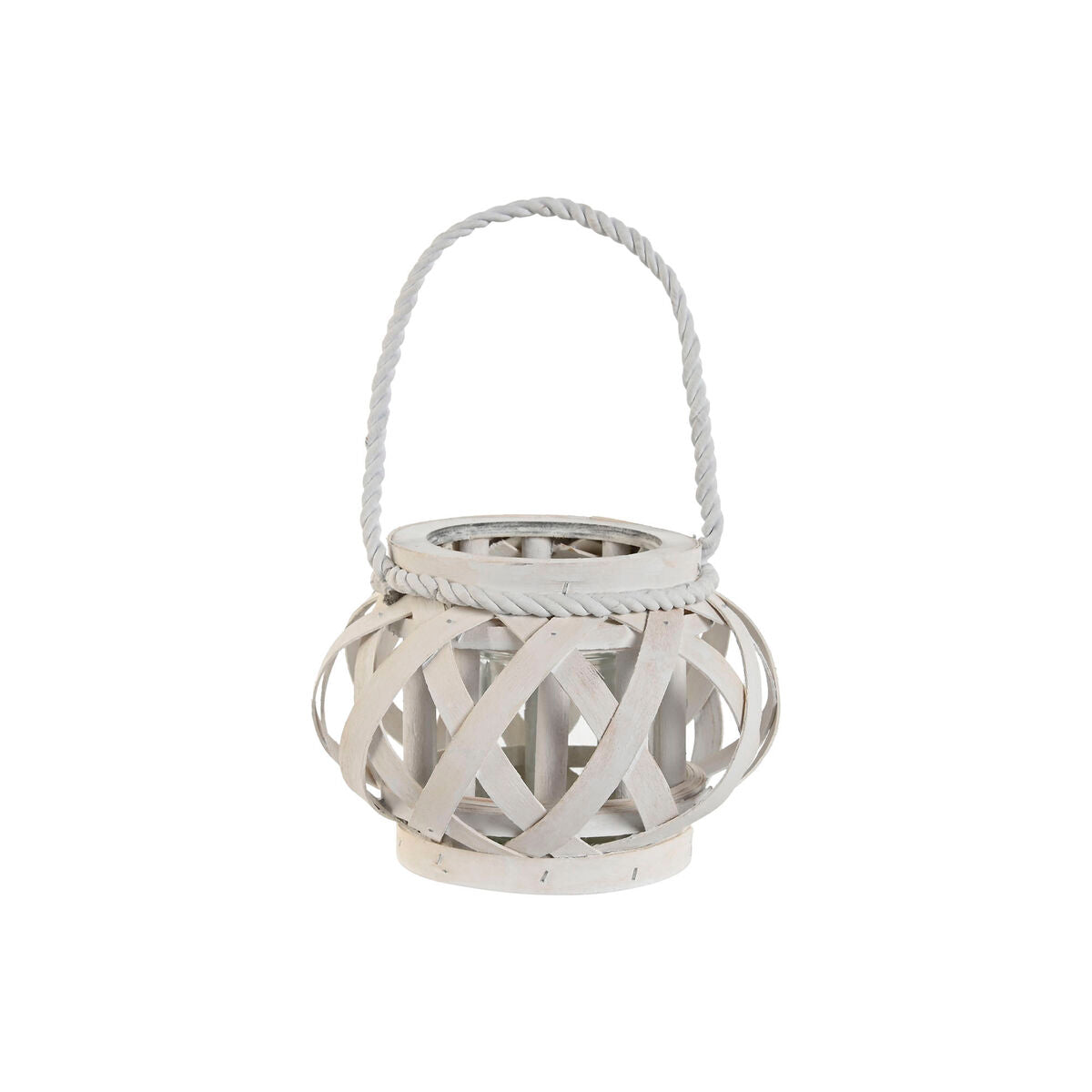 Kynttilälyhty valkoinen puu kristalli shabby chic ripustettava, 18 x 18 x 13 cm