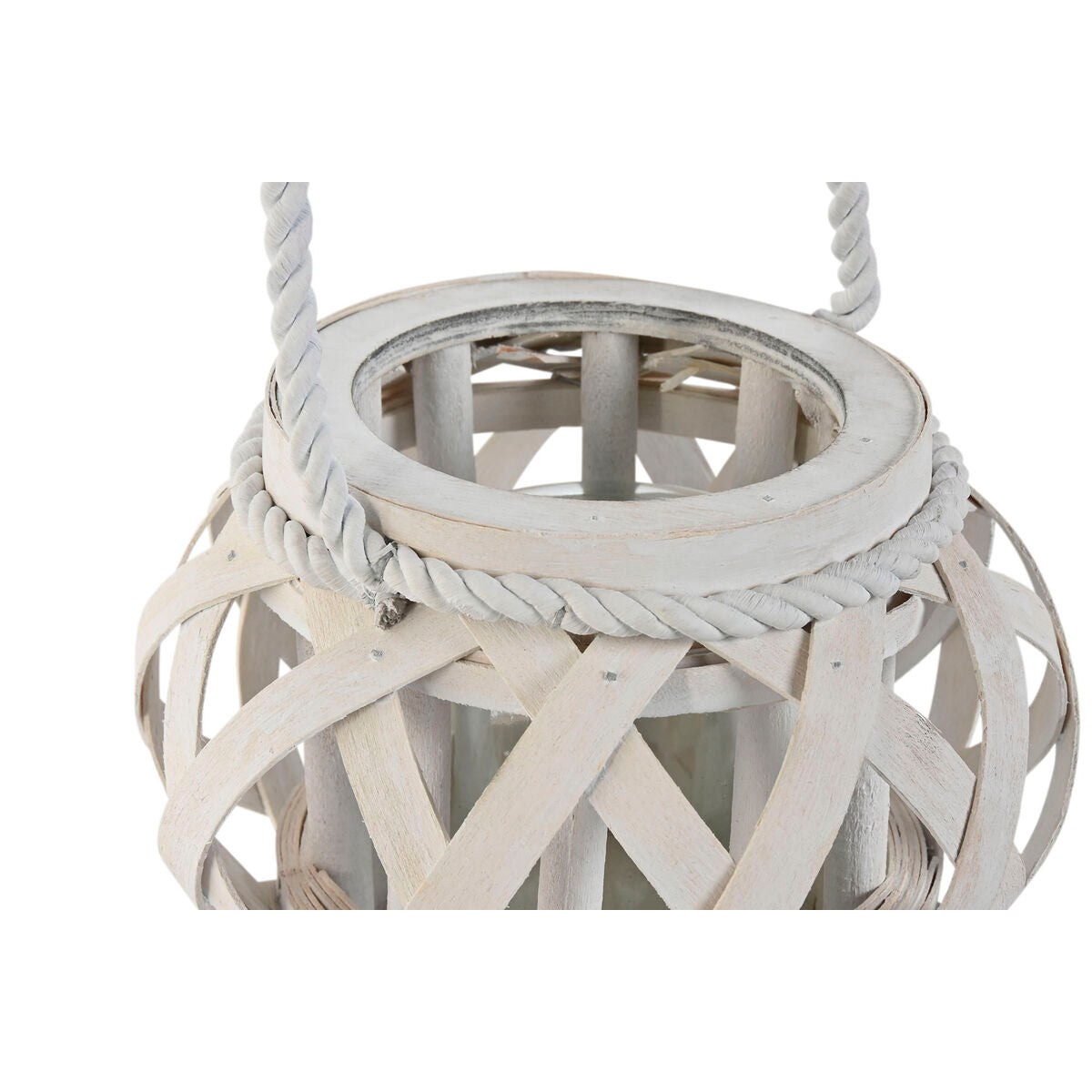 Kynttilälyhty valkoinen puu kristalli shabby chic ripustettava, 18 x 18 x 13 cm