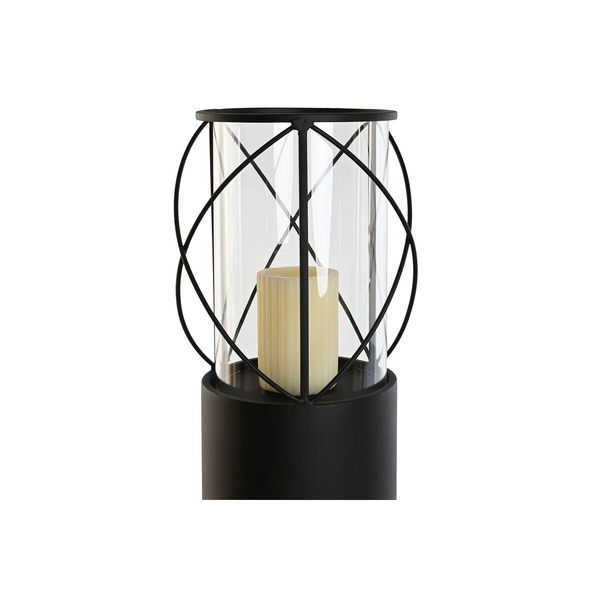 Kynttilänjalat musta metalli & kristalli 2 kpl, loft-tyyli 27 × 27 × 125 cm