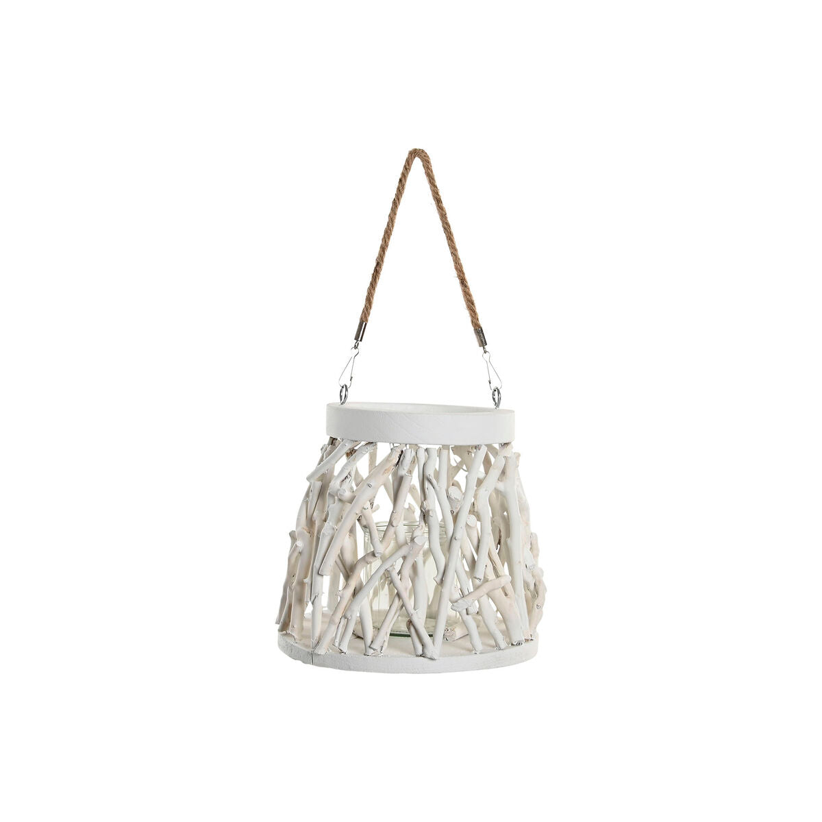 Kynttilänjalka valkoinen puu & kristalli 35×35×32 cm, 2 kpl, shabby chic