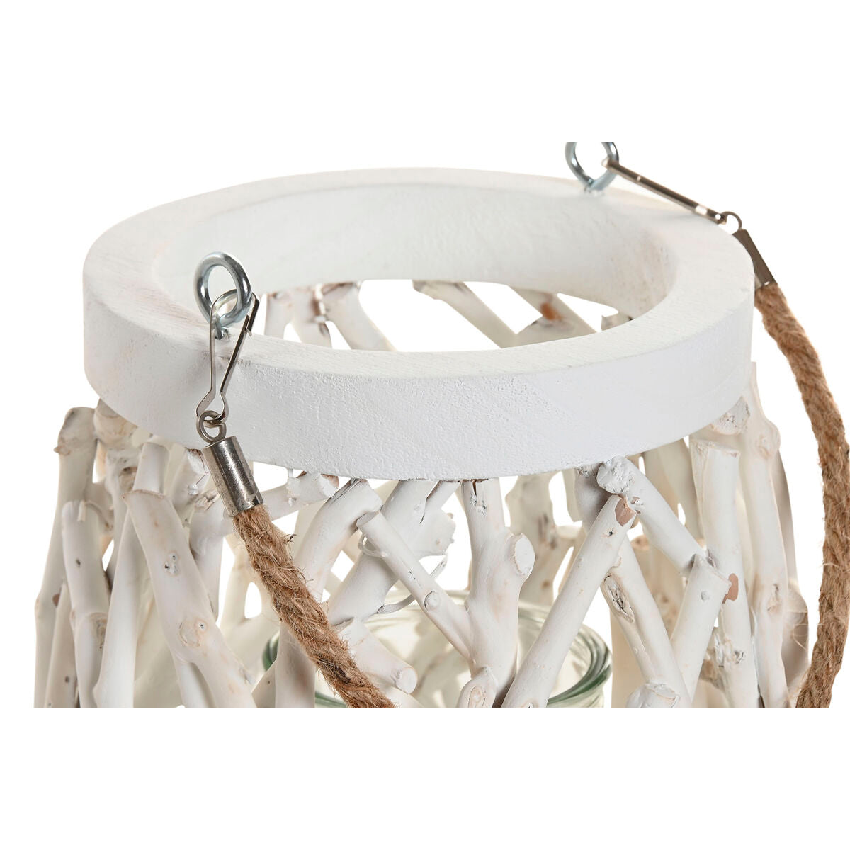 Kynttilänjalka valkoinen puu & kristalli 35×35×32 cm, 2 kpl, shabby chic