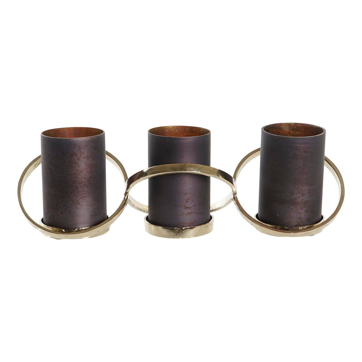 Kynttilänjalka 3-osainen alumiini & kristalli, kulta-harmaa, 52 x 16,5 cm