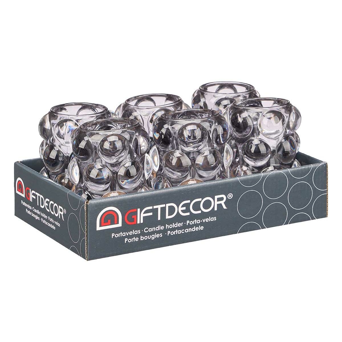 Kynttilänjalka harmaa kristalli 8,4 x 12,5 cm mikrohelmet, 12 kpl, tuikkukippo