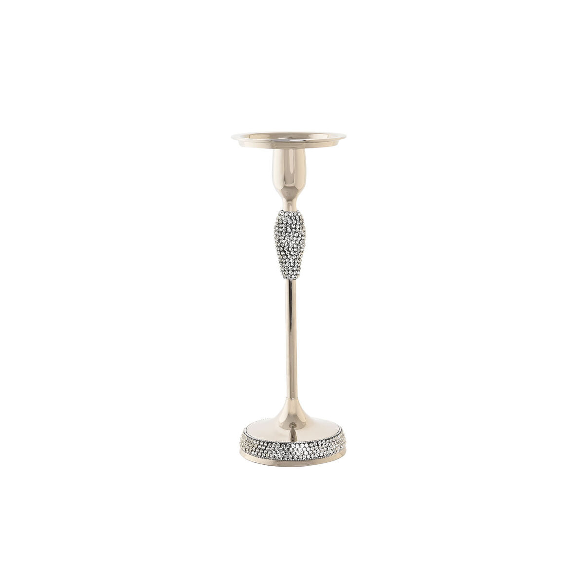 Kynttilänjalka hopea 36 cm, akryyli & alumiini, korkea strassikoristeellinen