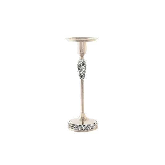 Kynttilänjalka hopea 36 cm, akryyli & alumiini, korkea strassikoristeellinen