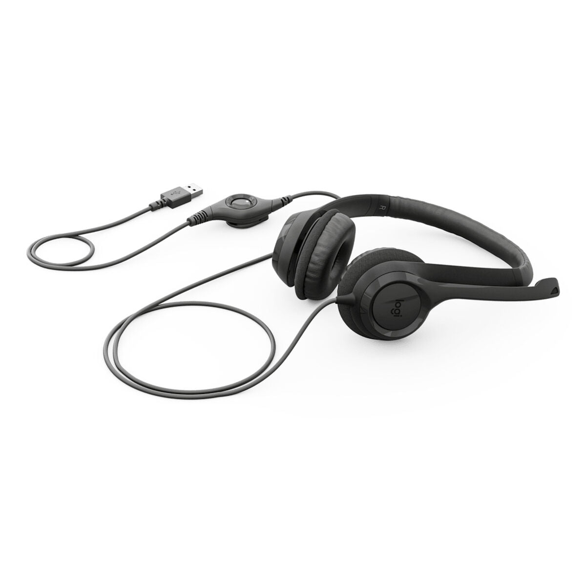 Langalliset kuulokkeet mikrofonilla etätyöhön, pehmustetut korvatyynyt, Logitech