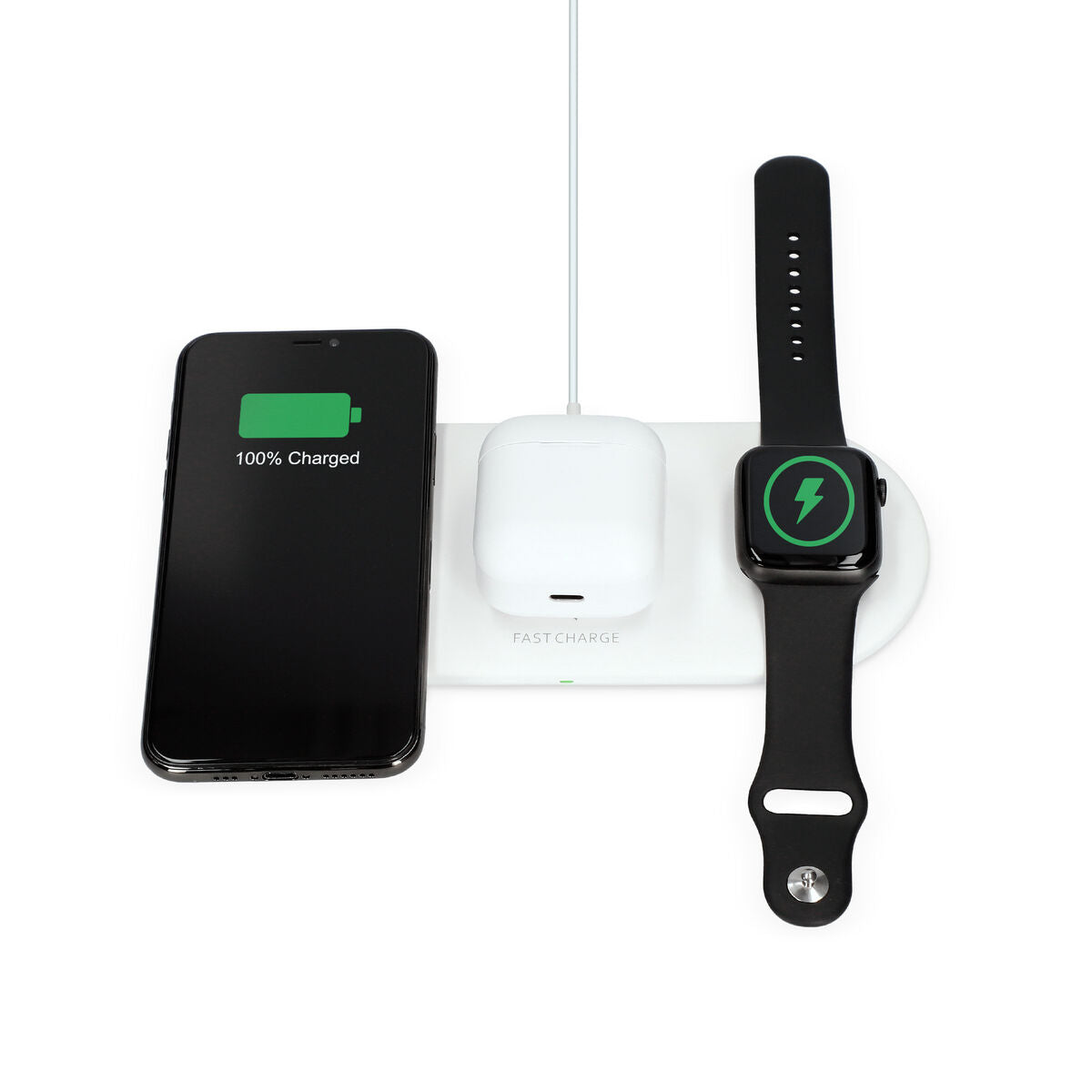 Langaton laturi 15 W Qi-teknologia, yhteensopiva Apple-laitteille, valkoinen