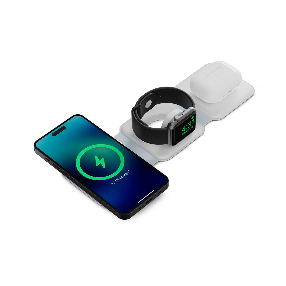 Langaton laturi 15 W taittuva USB-C, valkoinen, matkalle, mobiililaitteille