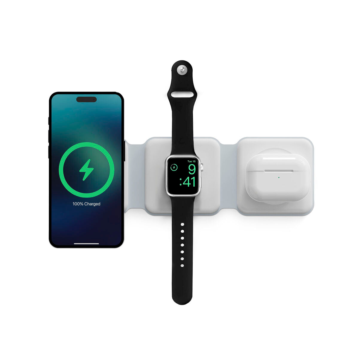 Langaton laturi 15 W taittuva USB-C, valkoinen, matkalle, mobiililaitteille