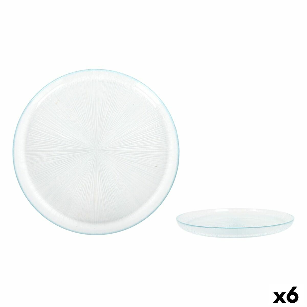 Lasi lautanen 25 cm litteä, 6 kpl - läpinäkyvä tarjoilu- ja ruokailulautanen
