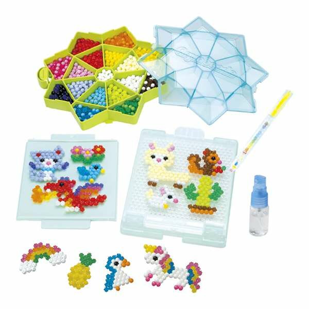 Lasihelmet 1000 kpl, moniväriset lapsille 4+ askarteluun Aquabeads
