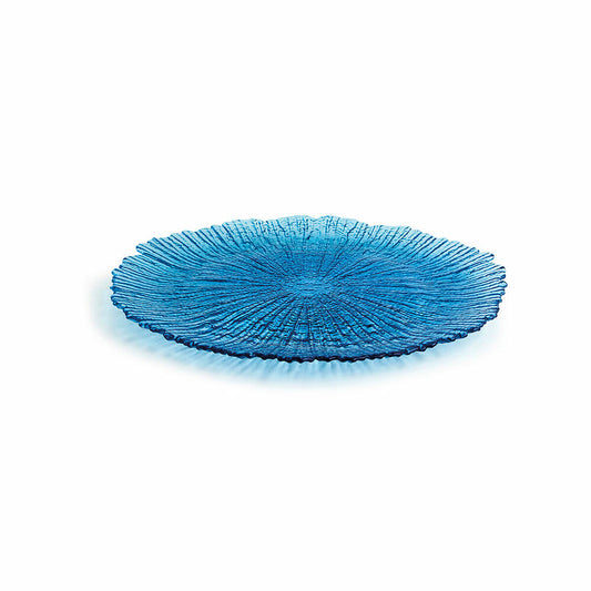 Lasilautanen Ø 28 cm, sininen kuvioitu litteä lautanen 6 kpl astiasetti tarjoiluun
