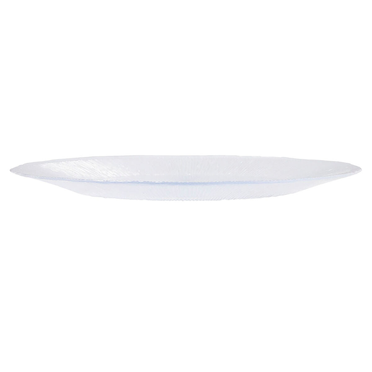 Litteä lautanen 32,7 cm läpinäkyvä lasi, kohokuvioitu 6 kpl, ruokapöytään