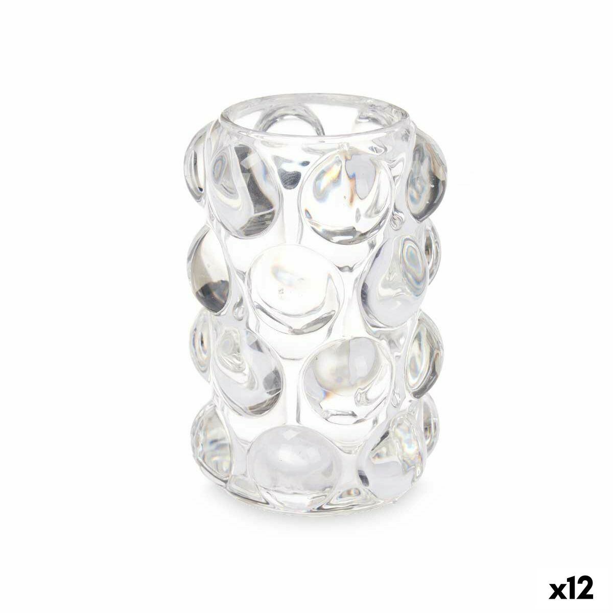 Kynttilänjalka läpinäkyvä kristalli 8,4×12,5×8,4 cm, mikrohelmet, 12 kpl