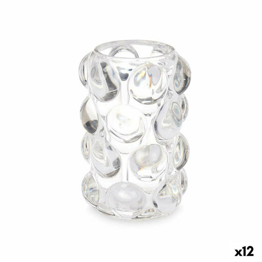Kynttilänjalka läpinäkyvä kristalli 8,4×12,5×8,4 cm, mikrohelmet, 12 kpl