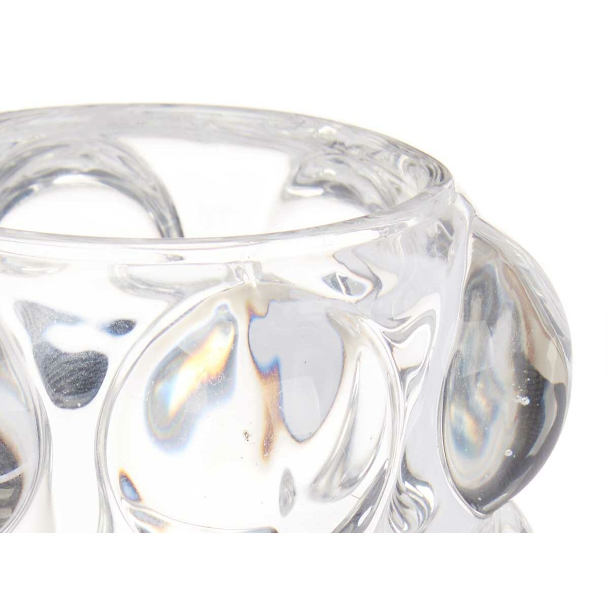 Kynttilänjalka läpinäkyvä kristalli 8,4×12,5×8,4 cm, mikrohelmet, 12 kpl