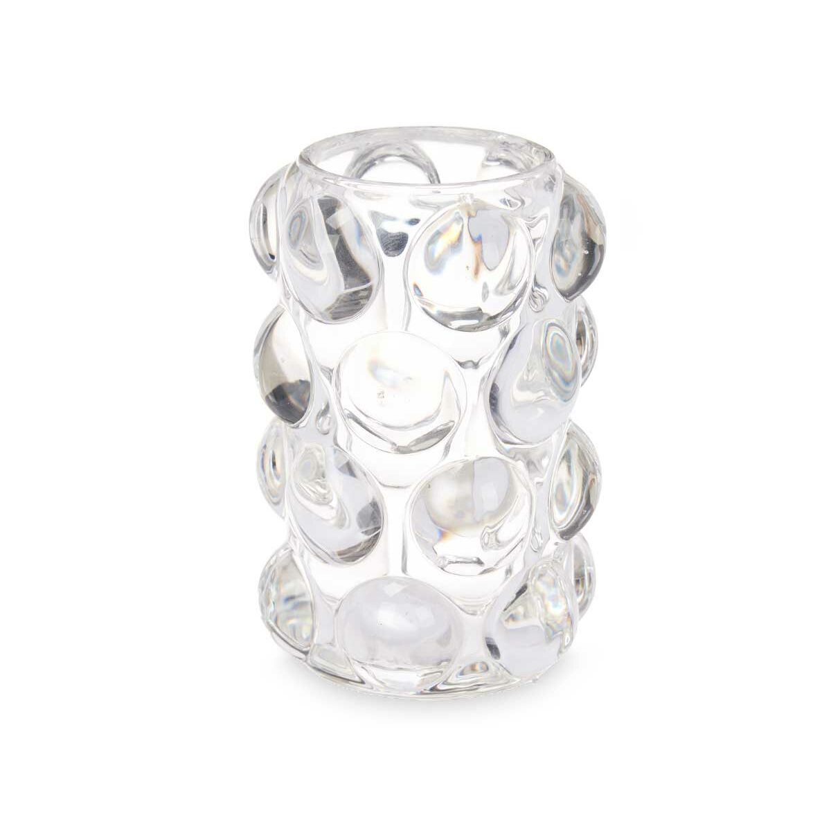 Kynttilänjalka läpinäkyvä kristalli 8,4×12,5×8,4 cm, mikrohelmet, 12 kpl