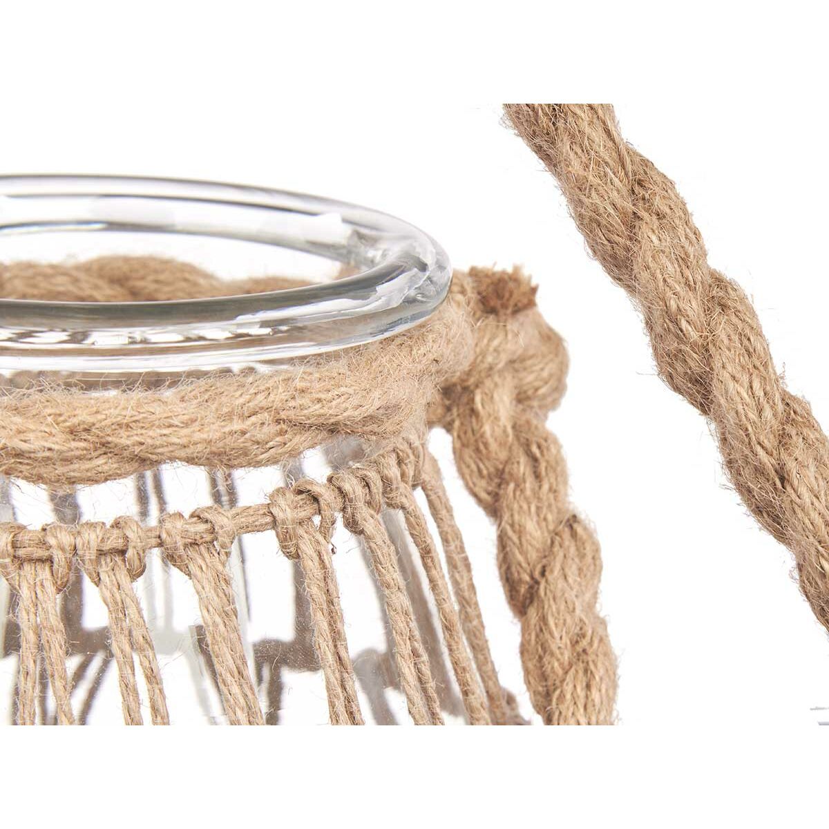 Lasinen kynttilänjalka köysikoriste 14 x 21 cm, 6 kpl, läpinäkyvä sisustukseen